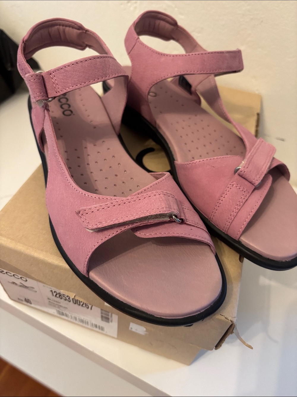 Ecco Pink Adjustable Strap Sandals